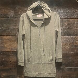 Blush Olive Green Half-Zip long Hoodie